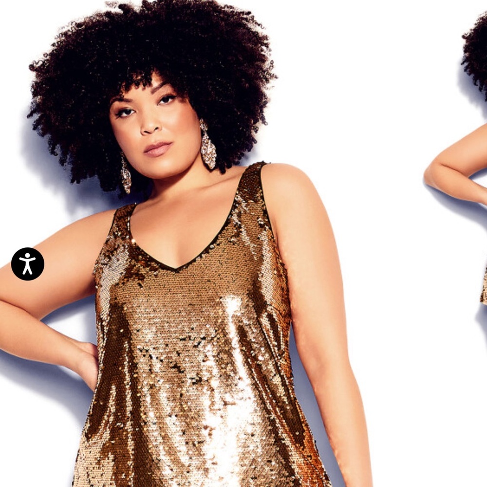 City Chic Razzle Dazzle Bronze Sequin Top